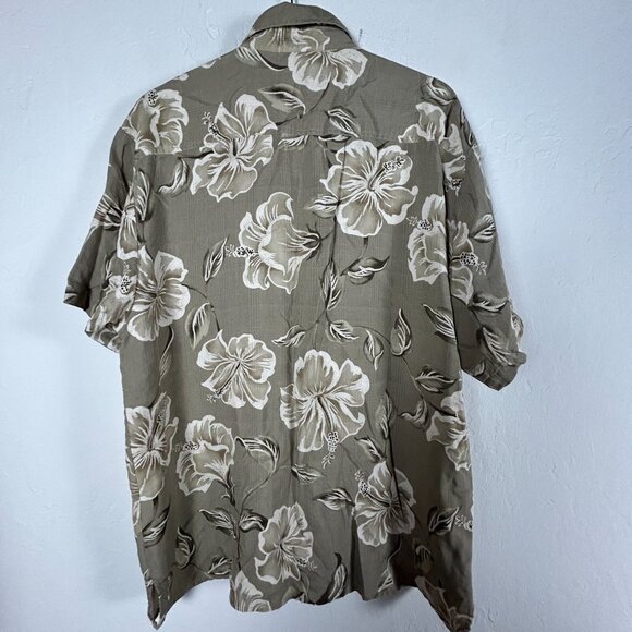 Hawaiian Reserve Collection Men's Hawaiian Shirt Silk Floral Green Size Medium - Picture 2 of 7
